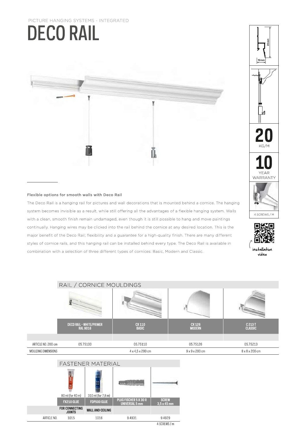 dimension l200 x 5 75cm 4 screws meter